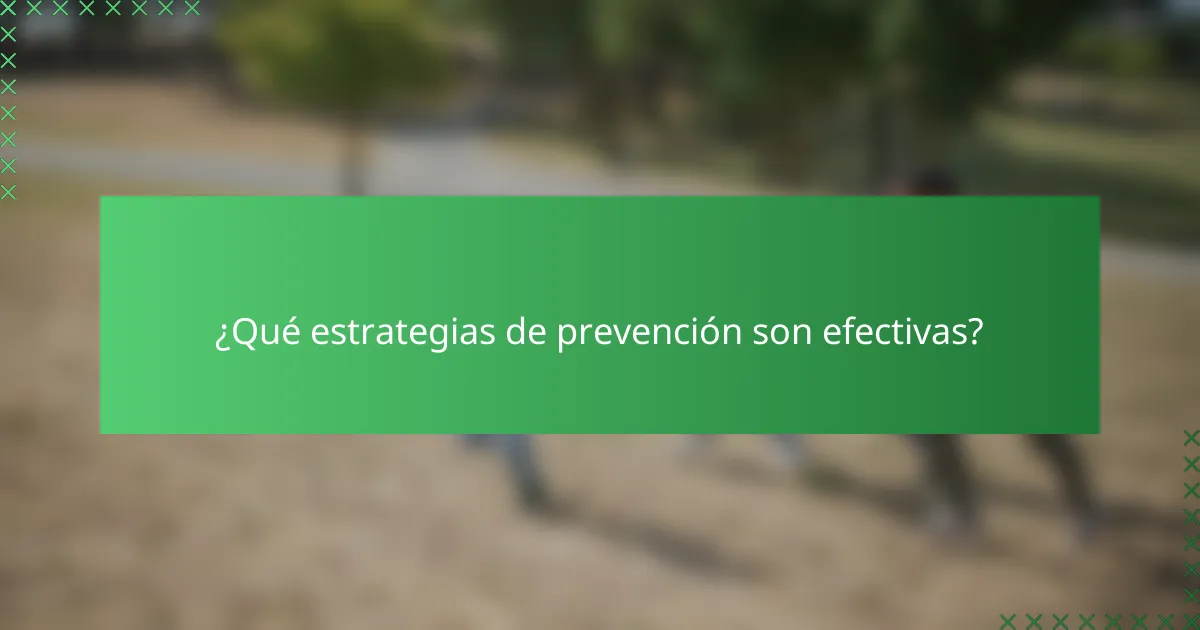 ¿Qué estrategias de prevención son efectivas?